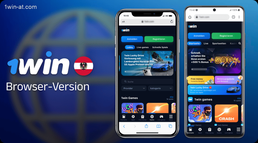 Mobile Browserversion der Site für österreichische Spieler 1win