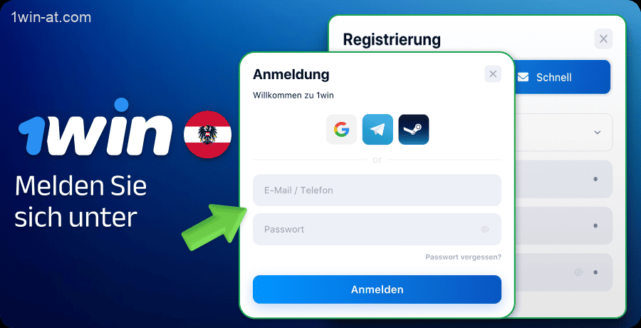 Melden Sie sich bei Ihrem 1win-Konto in Österreich an
