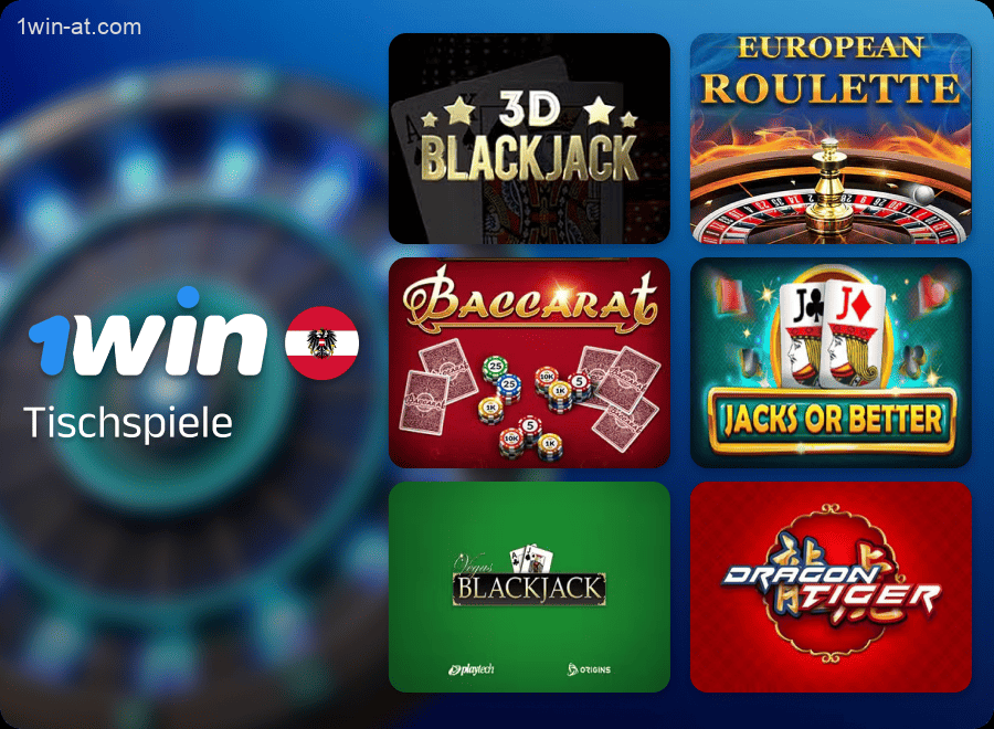 Tischspiele auf der 1win Website in Österreich