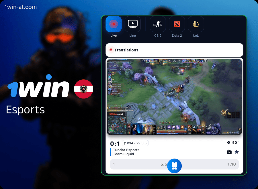 1win eSports Wetten für Spieler in Österreich