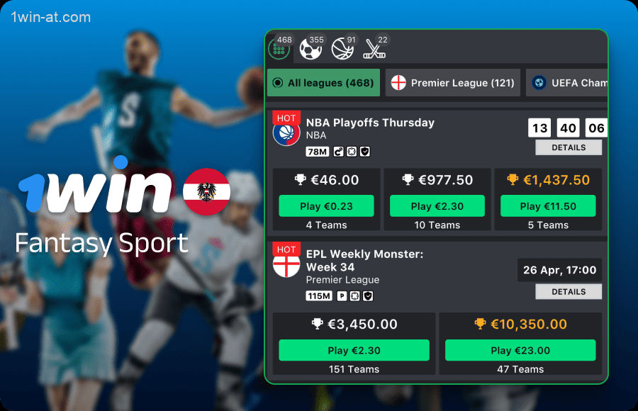 Fantasy-Sportwetten bei 1win in Österreich