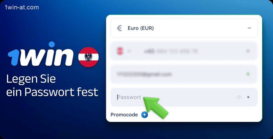 Erstellen und geben Sie bei der Registrierung bei 1win ein Passwort ein