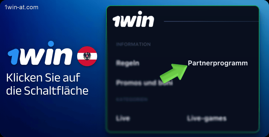 Klicken Sie unten auf der 1win-Seite auf die Schaltfläche "Partnerprogramm"