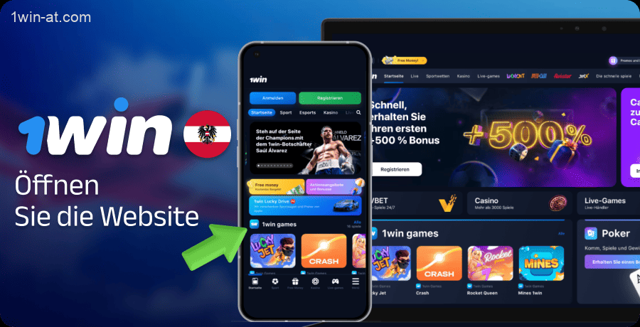 Öffnen Sie die 1win-Website in Österreich