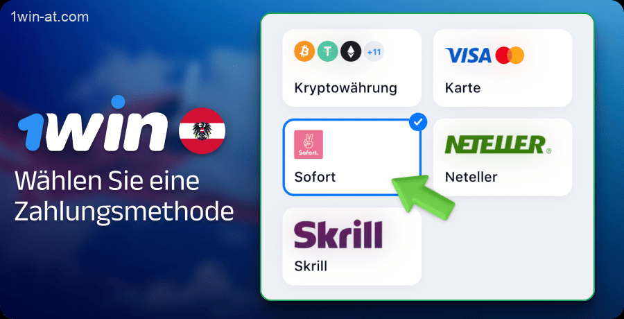 Wählen Sie eine Methode zum Aufladen Ihres Kontos bei 1win