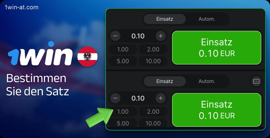 Bestimmen Sie den Einsatzbetrag im Spiel Aviator auf 1win