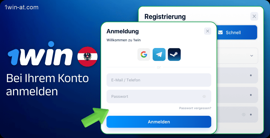 Melden Sie sich bei Ihrem 1win-Konto in Österreich an