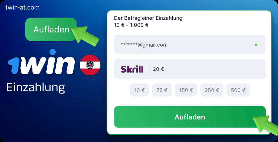 Laden Sie Ihr Konto bei 1win auf