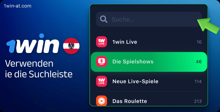 Verwenden Sie die Suchleiste für das Spiel Crazy Time auf 1win