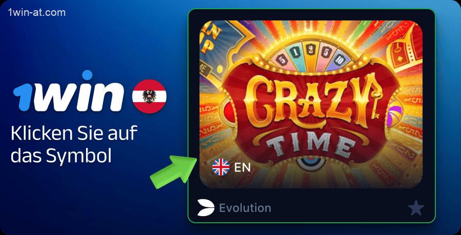 Klicken Sie auf das Crazy Time-Symbol auf 1win