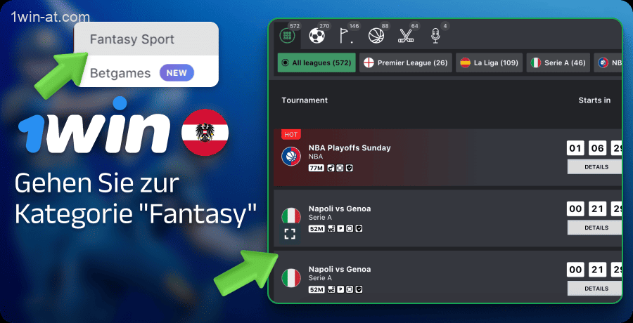 Gehen Sie zur Kategorie Fantasy auf der 1win Website in Österreich