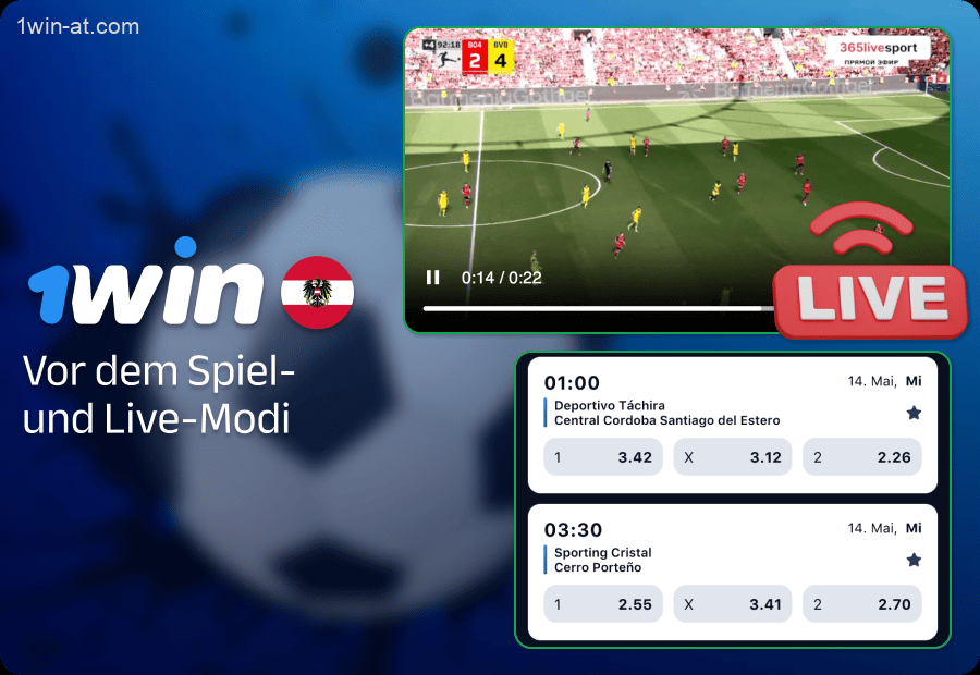 Spielmodi für Fußballwetten bei 1win in Österreich