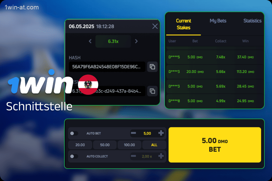 JetX-Spieloberfläche auf 1win in Österreich