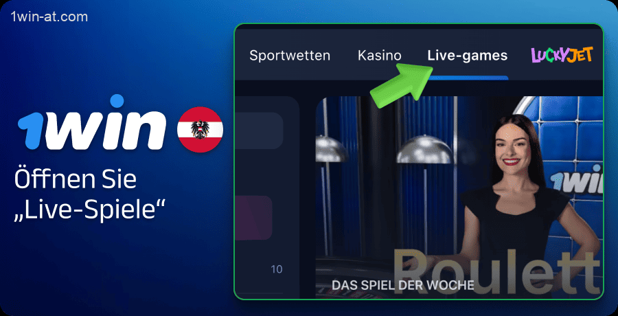 Öffnen Sie die Kategorie Live-Spiele auf 1win