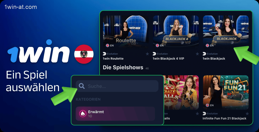 Wählen Sie ein beliebiges Live-Spiel auf der 1win-Website in Österreich