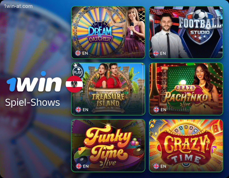 Live Game Shows auf 1win in Österreich