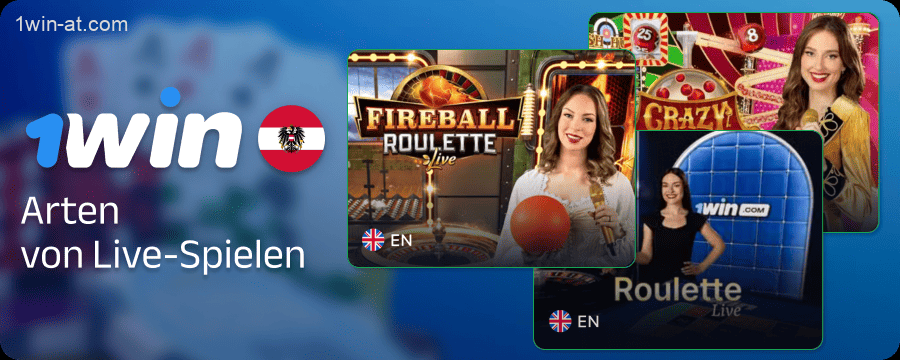 Arten von Live-Spielen bei 1win in Österreich