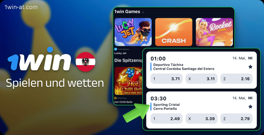 Casino spielen und Sportwetten platzieren auf 1win in Österreich