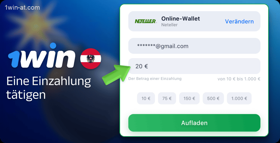 Laden Sie Ihr Konto bei 1win auf