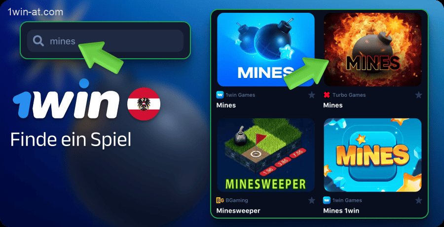Finden Sie das Mines-Spiel in der Spieleliste auf 1win