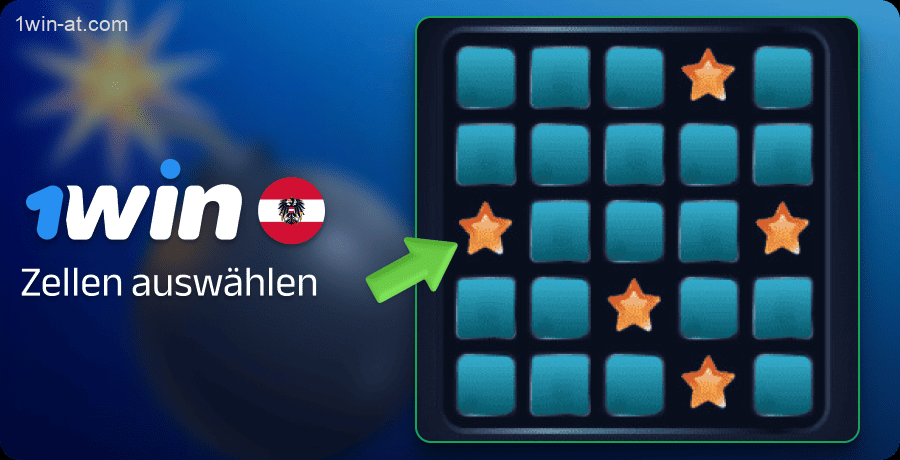Auswahlboxen im Minenspiel bei 1win in Österreich