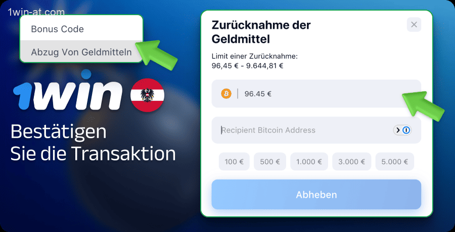 Gewinne auf der 1win Website in Österreich auszahlen lassen