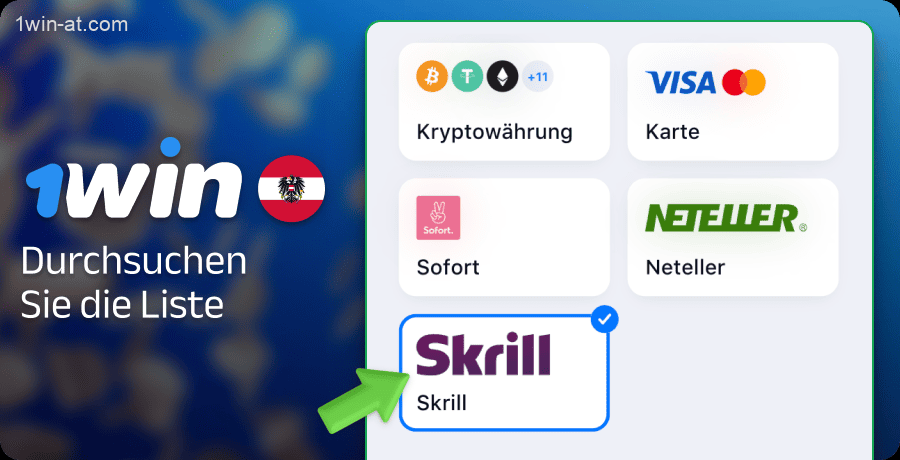 Sehen Sie sich die Liste der Methoden zur Einzahlung auf Ihr Konto bei 1win in Österreich an