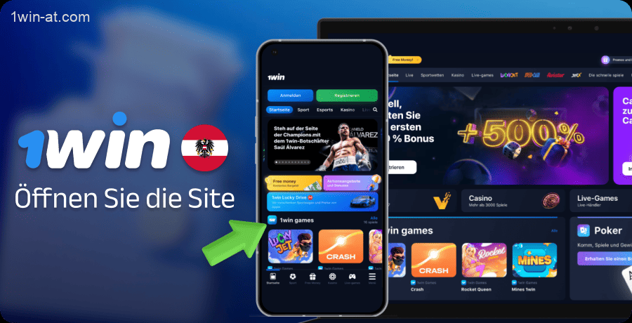 Öffnen Sie die 1win-Website oder die mobile App