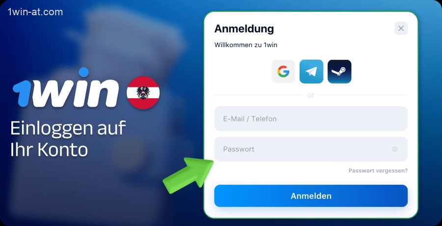 Melden Sie sich bei Ihrem 1win-Konto in Österreich an