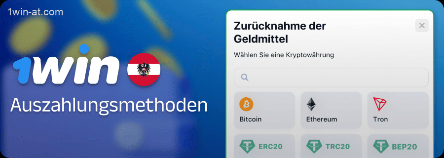 Methoden der Auszahlung von Geldern auf der Website 1win Österreich