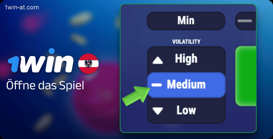 Wählen Sie die gewünschte Risikostufe des Plinko 1win Spiels