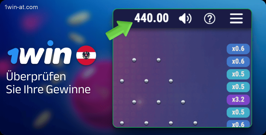 Überprüfen Sie Ihre Gewinne in Plinko bei 1win