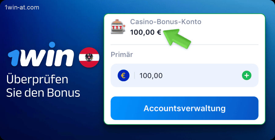 Überprüfen Sie die Bonusgutschrift auf Ihrem 1win-Konto